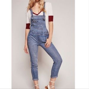 Free People Washed Denim Overalls